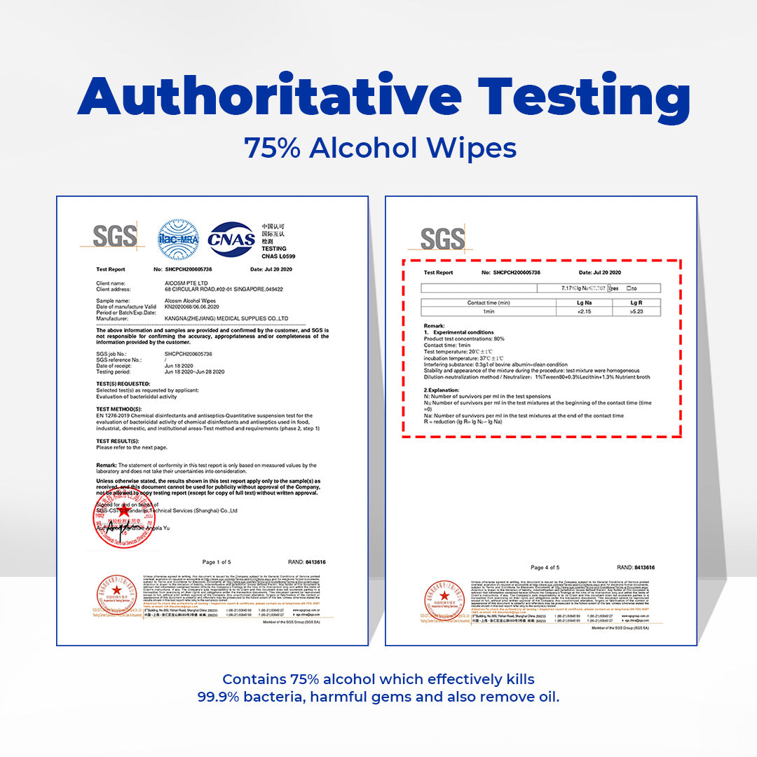 Alcean 75% Classic Alcohol Wipes - 10 Wipes (6 Packs / 11 Free 1 Packs)