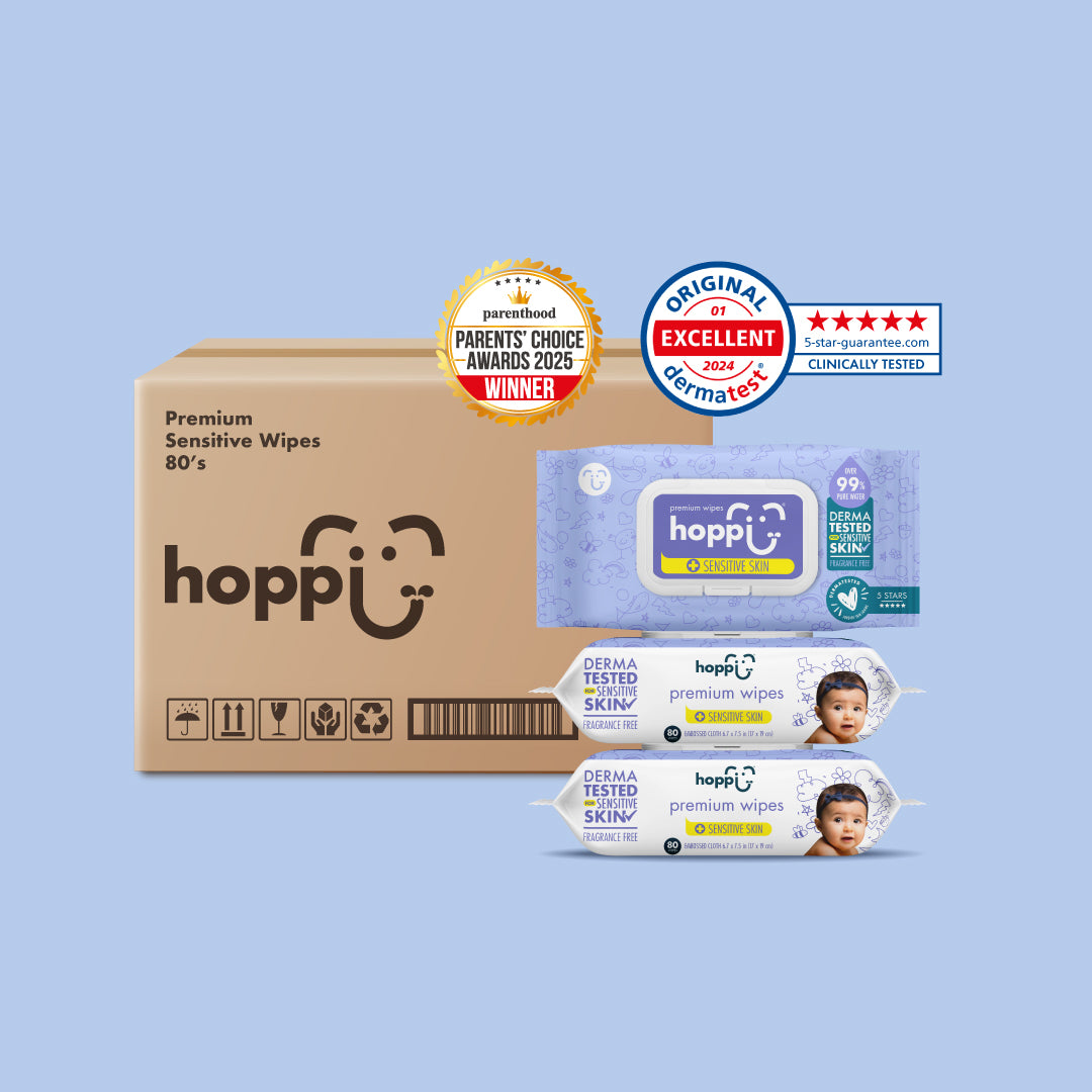 [CARTON DEAL] Hoppi Premium Wipes [German Dermatologically Tested] with Halal Certified (80 Wipes x 12 Packs)