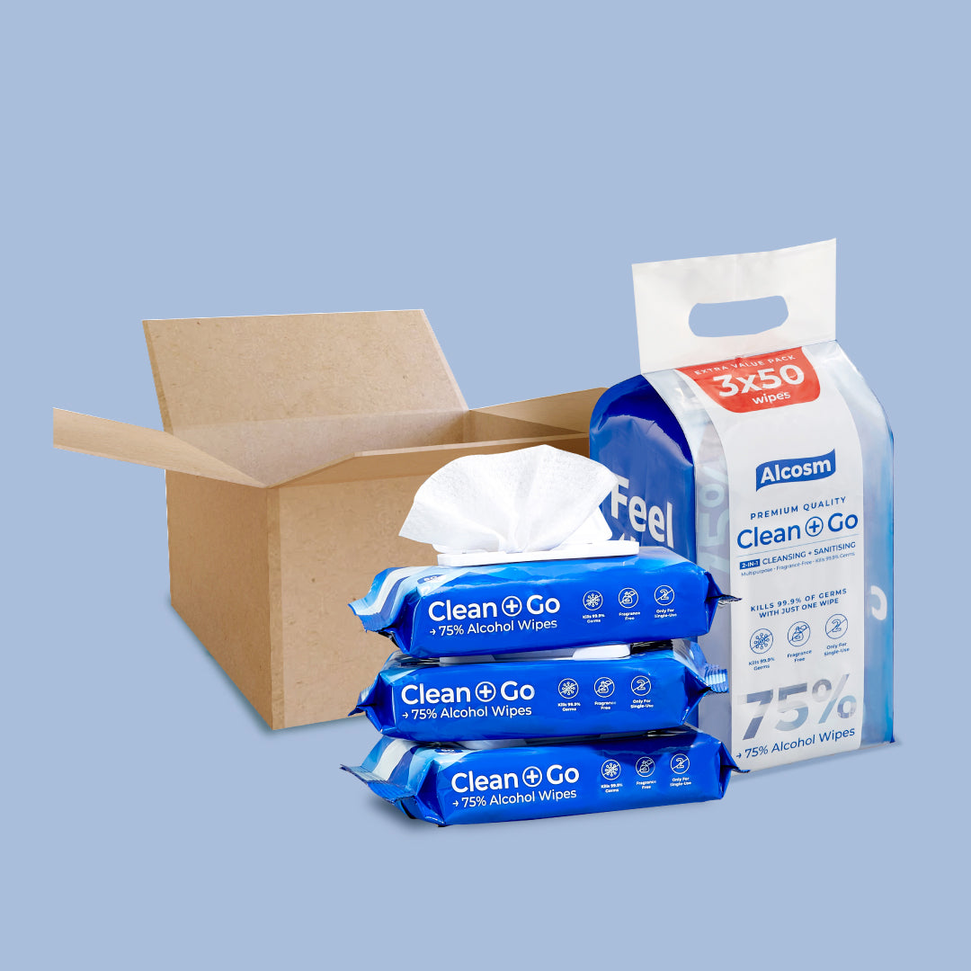 [CARTON DEAL] Alcean 75% Classic Alcohol Wipes (50 Wipes x 8 Bundles x 3 Packs)