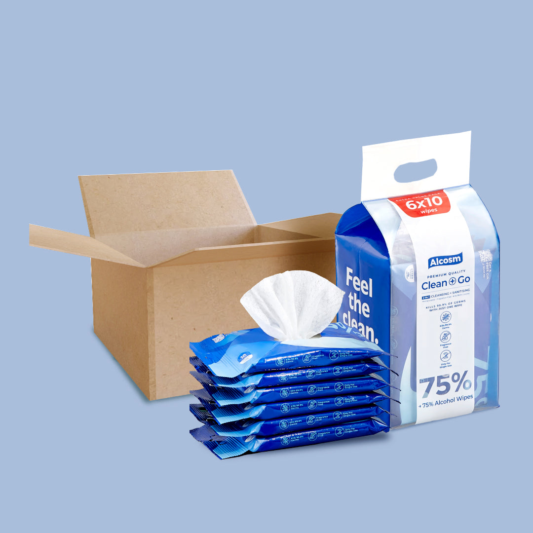 [CARTON DEAL] Alcean 75% Classic Alcohol Wipes (10 Wipes x 20 Bundles x 6 Packs)