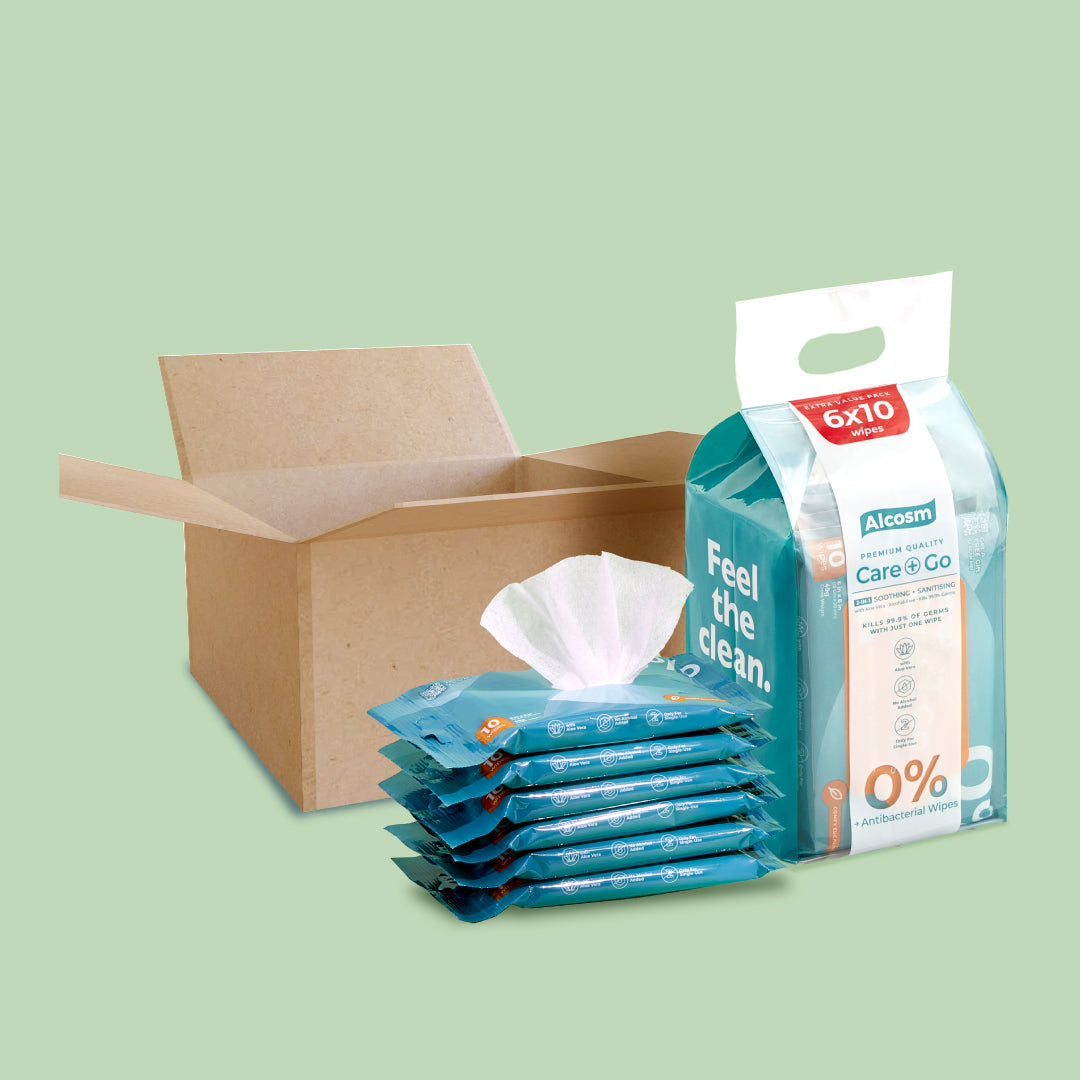 [CARTON DEAL] Alcean Antibacterial Classic Wipes 0% Alcohol (10 Wipes x 20 Bundles x 6 Packs)
