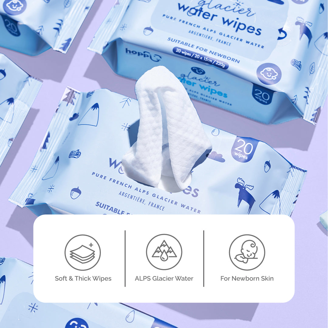 [CARTON DEAL] Hoppi Glacier Water Wipes (20 Wipes x 30 Packs)