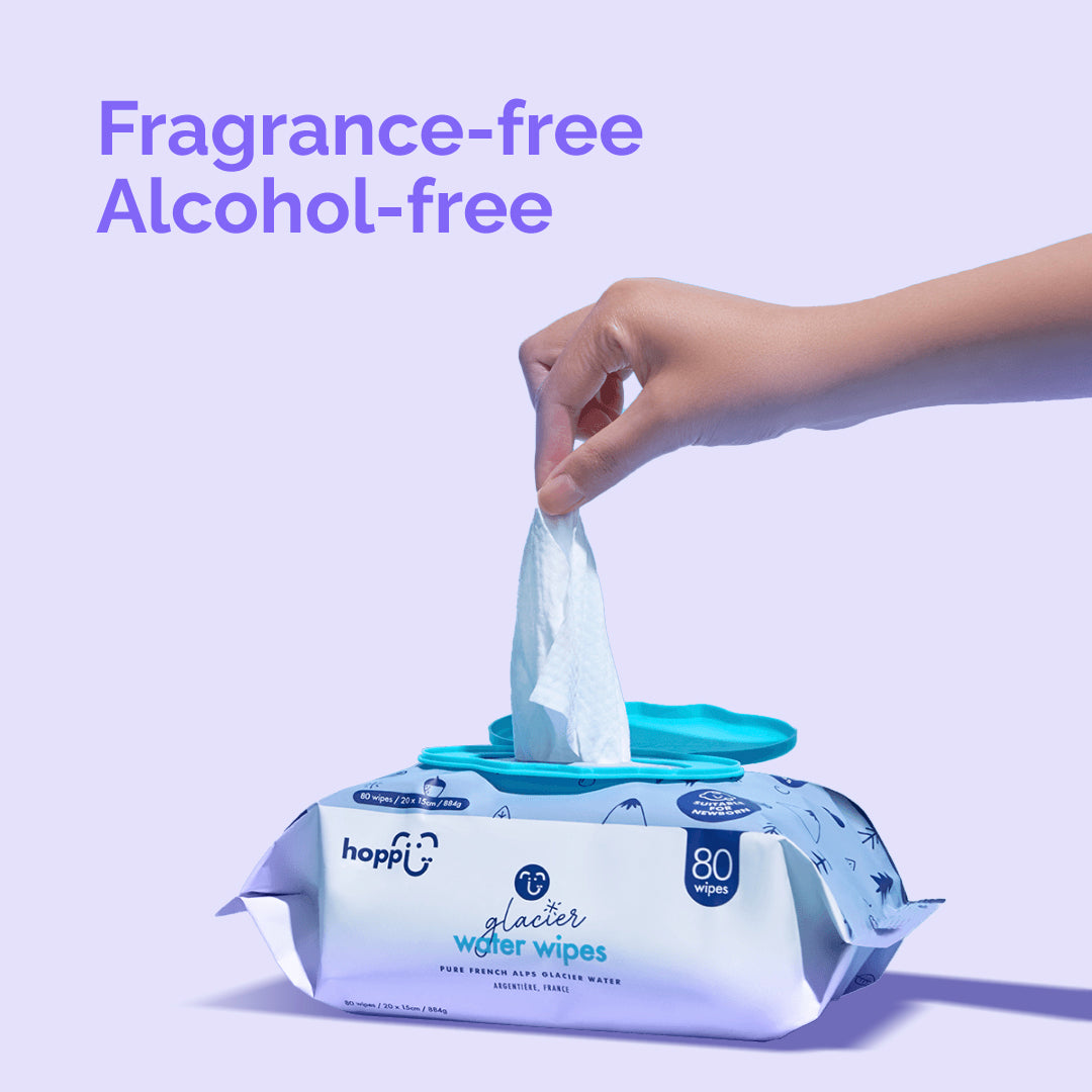 Hoppi Glacier Water Wipes (80 Wipes x 2 packs)