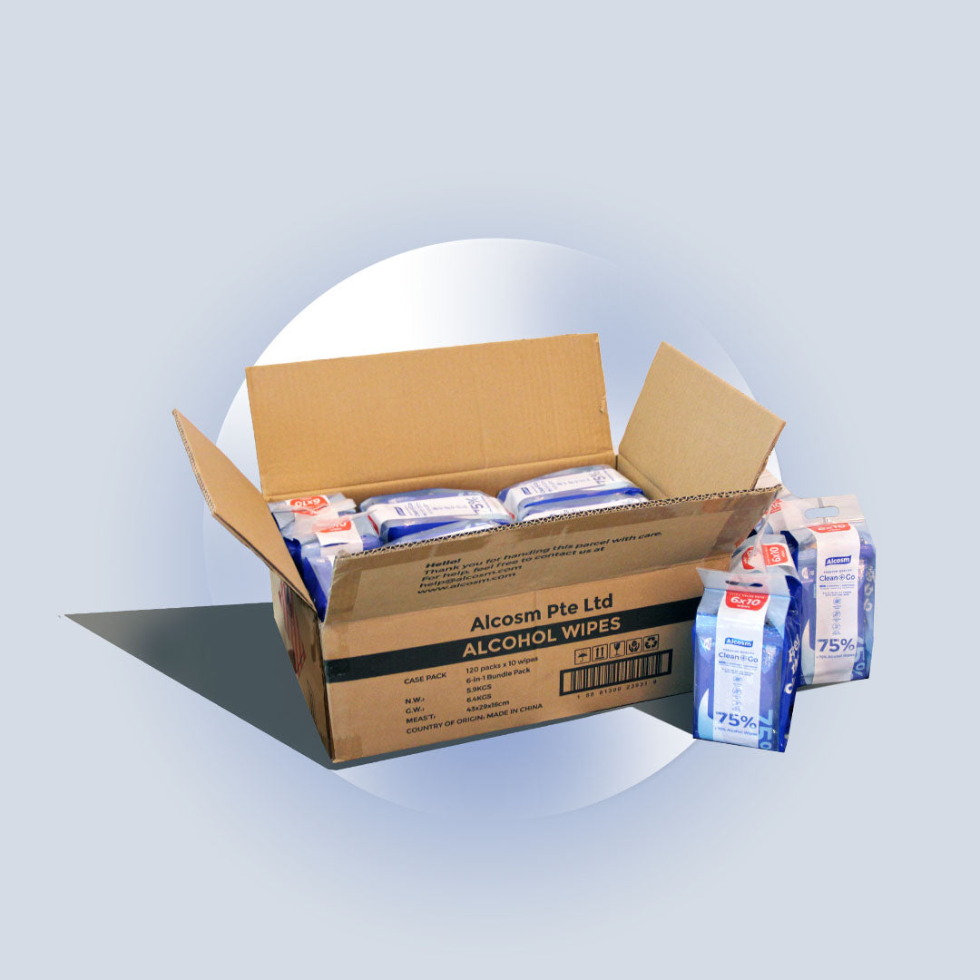 [CARTON DEAL] Alcean 75% Classic Alcohol Wipes (10 Wipes x 20 Bundles x 6 Packs)