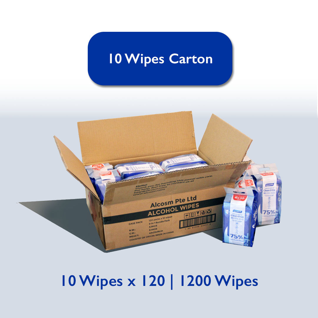 [CARTON DEAL] Alcean 75% Classic Alcohol Wipes (10 Wipes x 20 Bundles x 6 Packs)