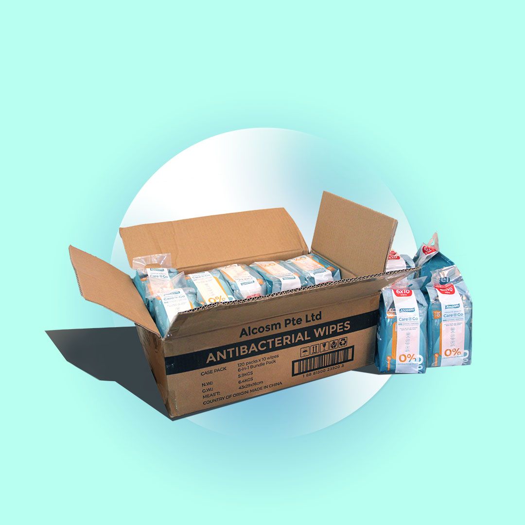 [CARTON DEAL] Alcean Antibacterial Classic Wipes 0% Alcohol (10 Wipes x 20 Bundles x 6 Packs)