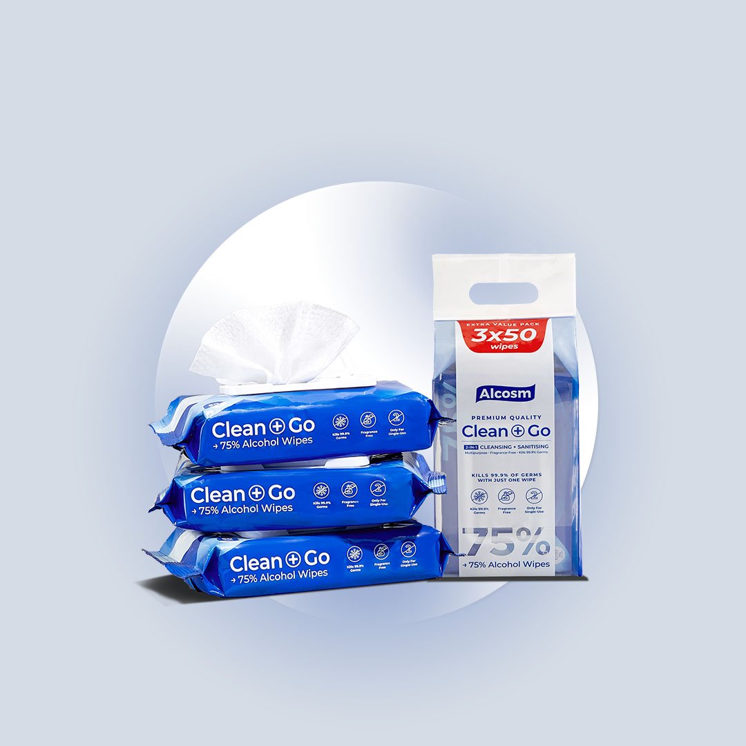 [CARTON DEAL] Alcean 75% Classic Alcohol Wipes (50 Wipes x 8 Bundles x 3 Packs)