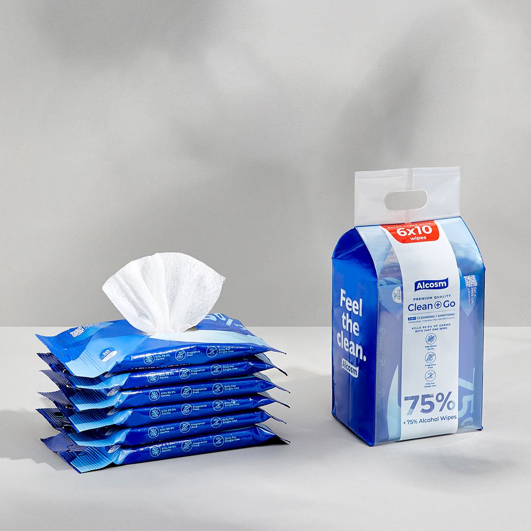 [CARTON DEAL] Alcean 75% Classic Alcohol Wipes (10 Wipes x 20 Bundles x 6 Packs)