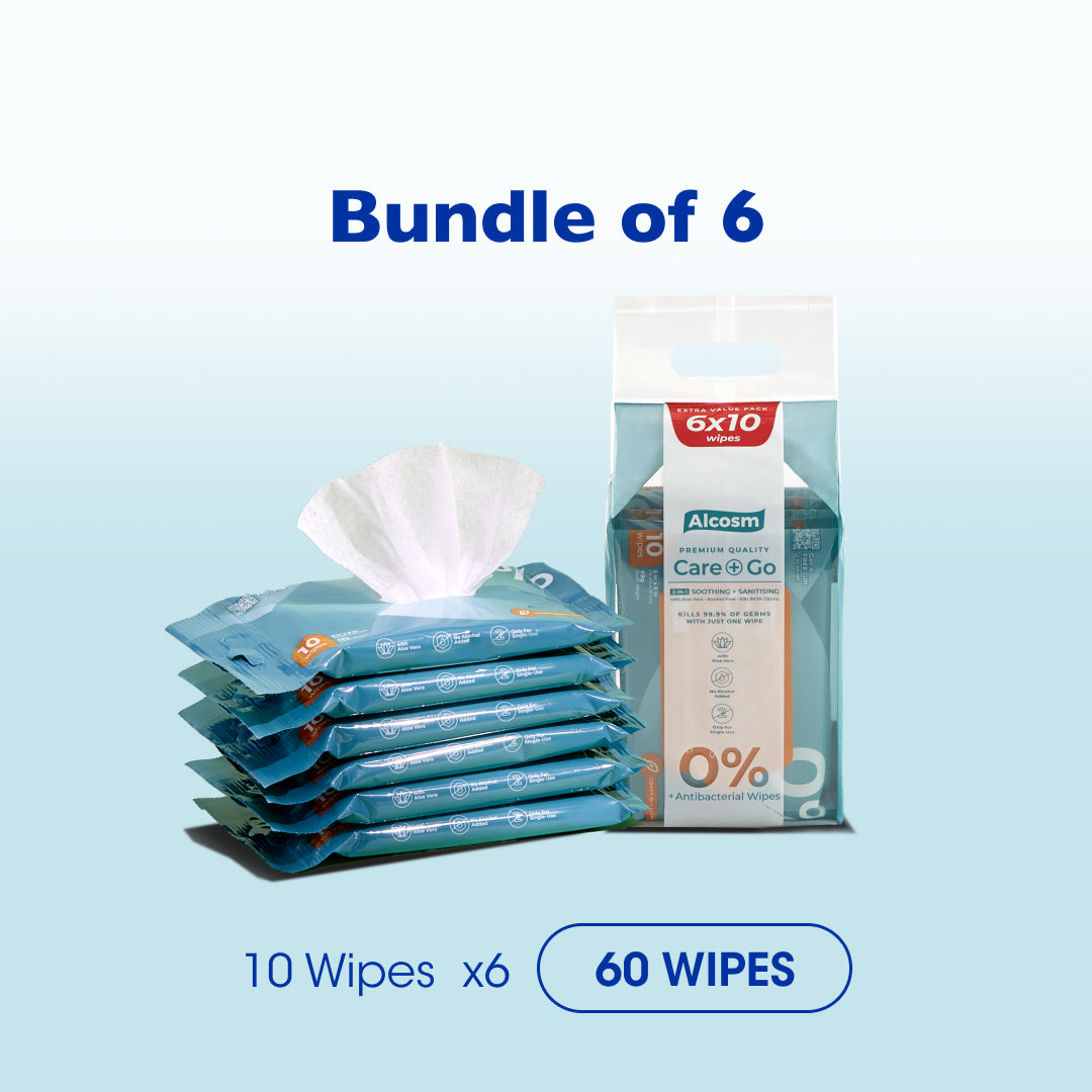 Alcean Antibacterial Classic Wipes 0% Alcohol (10 Wipes x 12 Packs)