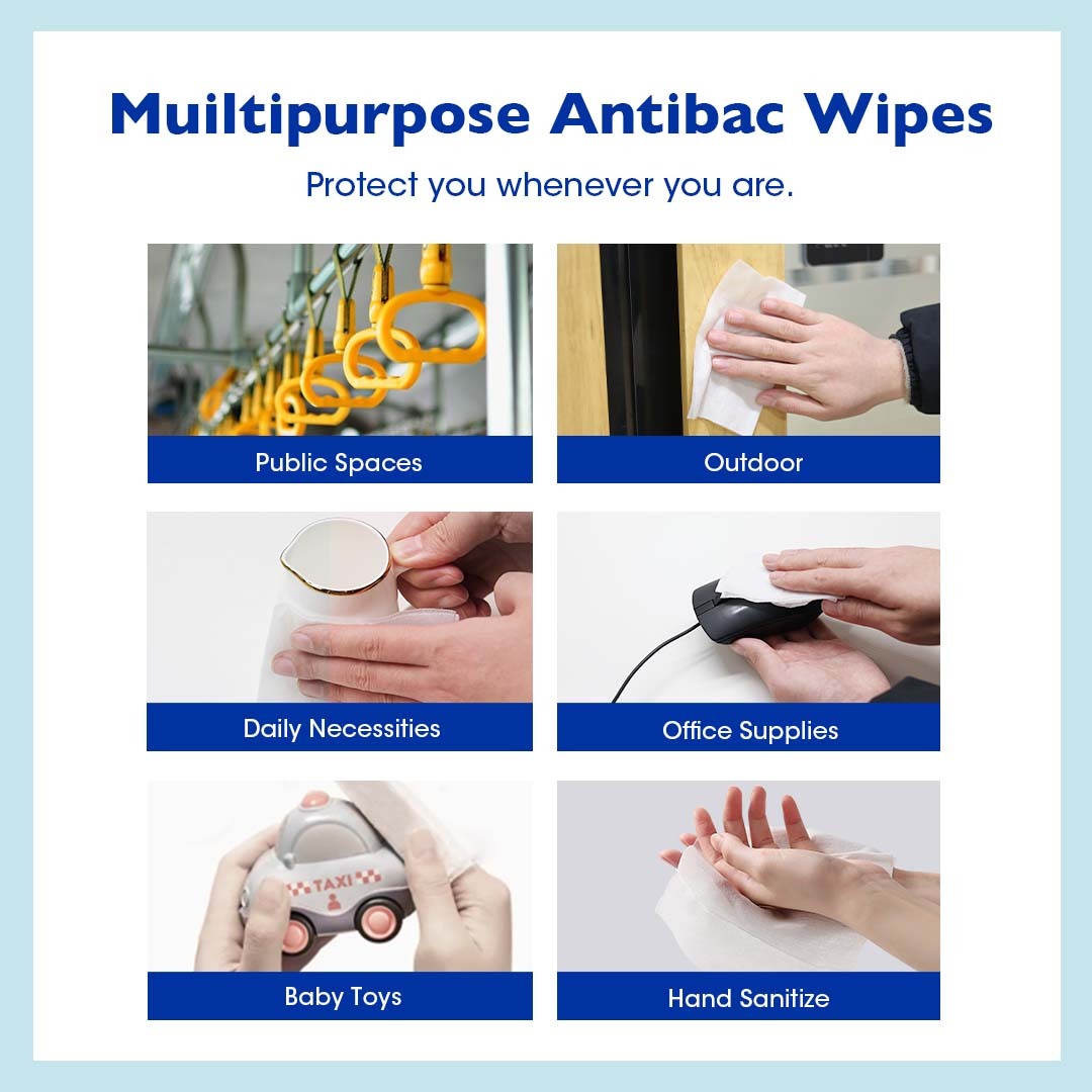 Alcean Antibacterial Classic Wipes 0% Alcohol (10 Wipes x 12 Packs)