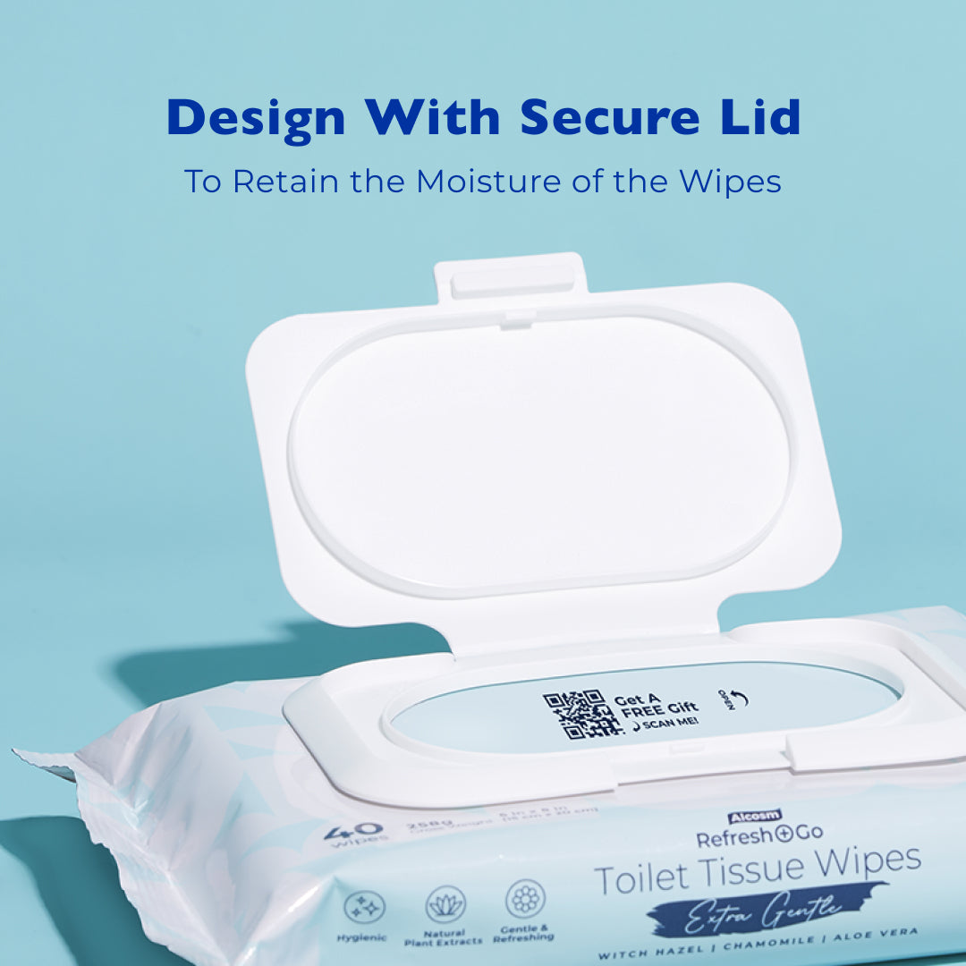 [CARTON DEAL] Alcean Flushable Toilet Wipes with Natural Plant Extract (40 Wipes x 3 Packs)