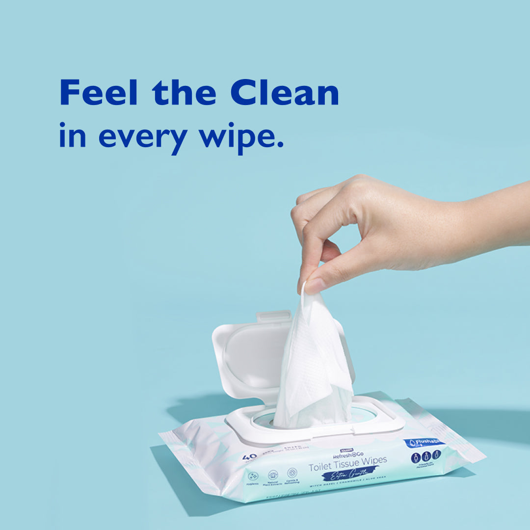 [CARTON DEAL] Alcean Flushable Toilet Wipes with Natural Plant Extract (40 Wipes x 3 Packs)